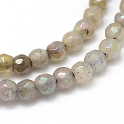 Лабрадорита Естественно гальванических лабрадорита круглый шарик нити, граненые, 14 мм, отверстие : 1 мм, около 29 шт / нитка, 16 дюйм