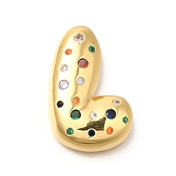 Letter L Латуни циркония кубической подвески, без кадмия, без никеля и без свинца, подвески с буквой az~z, реальный 18 k позолоченный, Письмо L, 29x20.5x6.5 мм, отверстие : 5x2.5 мм