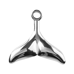 Stainless Steel Color Non-Tarnish 304 Stainless Steel Pendants, Fishtail Charm, Stainless Steel Color, 25x25x2mm, Hole: 3mm