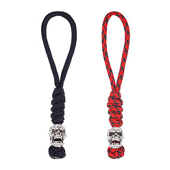 (52) Непрозрачная лаванда 2 шт. 2 цвета, подвески из нейлонового парашютного шнура ручной работы для мужчин, с бусинами из сплава черепов для ножей, аксессуаров EDC, разноцветные, 132x13x17.5 мм, 1 шт / цвет
