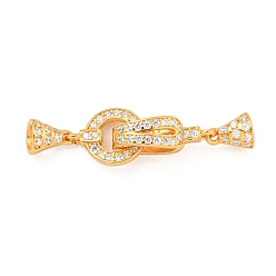 Настоящее золото 18K 925 Складчатые застежки из стерлингового серебра с микропаве из прозрачного кубического циркония, кольцо и слеза, реальный 18 k позолоченный, 28 мм, отверстие : 3 мм