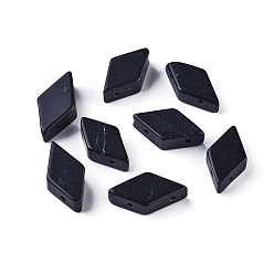 Black Stone Natural Black Stone Multi-Strand Links, Rhombus, 17.5~22x9.5~11.5x5.5~6.5mm, Hole: 1~1.5mm