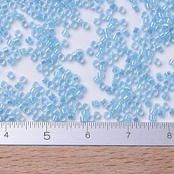 (DB0057) Aqua Lined Crystal AB MIYUKI Delica Beads, Cylinder, Japanese Seed Beads, 11/0, (DB0057) Aqua Lined Crystal AB, 1.3x1.6mm, Hole: 0.8mm, about 20000pcs/bag, 100g/bag
