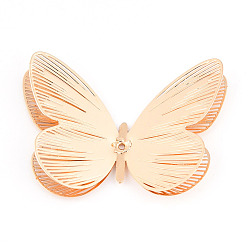 Light Gold Латунные подвески, бабочка, гравированные металлические украшения, долговечный, без кадмия, без никеля и без свинца, золотой свет, 26x36~37x5 мм, отверстие : 0.9 мм
