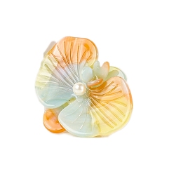 Темно-Оранжевый Акриловые с пластиковыми жемчужными заколками-коготками, орхидеи-мотыльки, темно-оранжевый, 60 мм