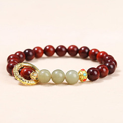 Дерево Деревянные бусины растянуть браслеты, с нефритовые четки, внутренний диаметр: 2-1/8 дюйм (5.5 см)