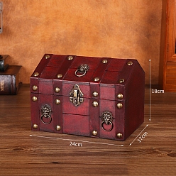(123L) Белый крем непрозрачный блеск Прямоугольный ретро деревянный набор ювелирных изделий, органайзер для хранения коробок, сундук с сокровищами для сережек, Кольца, , огнеупорный кирпич, 24x17x18 см