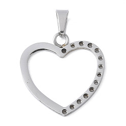 Нержавеющая Сталь Цвет 304 подвески из нержавеющей стали, сердце прелести, анти-тускнение, цвет нержавеющей стали, 22x20.8x1 мм, отверстие : 6x3 мм