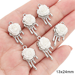 Цветок Подвески из платинового сплава со стразами из смолы, цветок, 24x13 мм