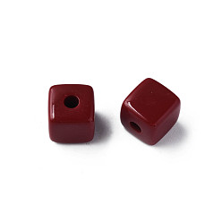 Dark Red Opaque Acrylic Beads, Cube, Dark Red, 12.5x12.5x12.5mm, Hole: 3.5mm, about 263pcs/500g