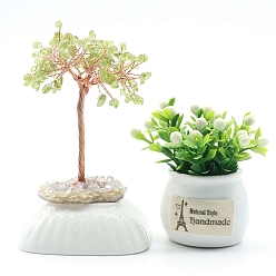 Оливковый Кварц Натуральный оливковый кварц скульптура витрина украшения, для домашнего офисного стола, дерево, 40~80x90~120 мм