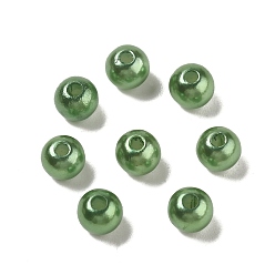 Зеленый газон Имитация жемчуга акриловые, окрашенные, круглые, зеленый газон, 8x7.5 мм, отверстия : 2 mm, около 1900 шт / фунт