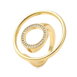 Золотой Кольцо латунный микропаве прозрачный кубический цирконий открытые манжеты кольца для женщин, золотые, внутренний диаметр: 16 мм