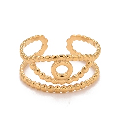 Golden Ion Plating(IP) 304 Stainless Steel Evil Eye Open Cuff Ring for Women, Golden, US Size 8 1/4(18.3mm)