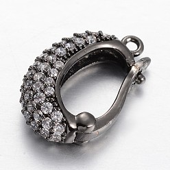 Черный Цвет Металла Латунный микропаве из циркония, подвеска навесная навесная, с петлей, металлический черный , 20x13x6 мм, отверстие : 1.5 мм