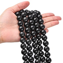 Black Natural Obsidian Beads Strands, Round, Grade AA, Black And Colorful, 14mm