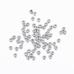 Color de Acero Inoxidable 304 de acero inoxidable perlas espaciadoras, Rondana plana, color acero inoxidable, 2x1 mm, agujero: 1 mm