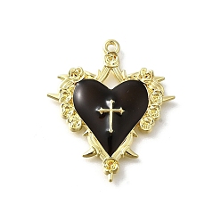Сердце Подвески из сплава с черной эмалью в готическом стиле, золотые, сердце, 34x29.5x4 мм, отверстие : 1.6 мм