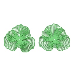 Зеленый Окрашенные распылением железные колпачки, цветок, зелёные, 37x39x7 мм, отверстие : 1.4 мм