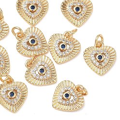 Plaqué 18K Or Véritable Pendentifs en laiton et zircon cubique Shegrace, charmes de coeur, sans cadmium et sans plomb et sans nickel, bleu marine, réel 18 k plaqué or, 11.5x10.5x2.5mm, Trou: 2.5mm