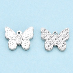 Silver 925 Sterling Silver Charms, Butterfly, Silver, 9.5x11x1.5mm, Hole: 0.8mm