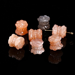 Цветок Бусины из натурального персикового лунного камня, цветок, 12x14 мм