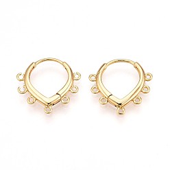 Настоящее золото 18K Латунная серьга-кольцо, без свинца, без никеля и без кадмия, сердце, реальный 18 k позолоченный, 17.5x18x2 мм, отверстие : 1 мм, штифты : 0.9 мм