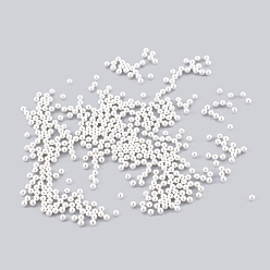 Серебро Твердые круглые бусины из нержавеющей стали, без отверстия , серебряный цвет гальваническим, 1 мм