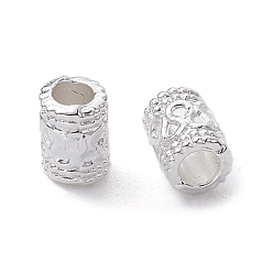 Silver Alloy Spacer Beads, Long-Lasting Plated, Textured Column Shape, Silver, 5.5x4mm, Hole: 2.5mm