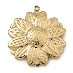 Цветок 304 подвески из нержавеющей стали, реальный 14 k позолоченный, цветок, 26.5x22.5x3 мм, отверстие : 1.5 мм