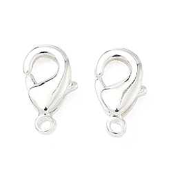 Посеребрённый Карабин-лобстеры, латунные, долговечный, без свинца и без кадмия, стойки покрытие, 925 серебро покрытием, 10x6x2.5 мм, отверстие : 1.1 мм