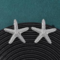 Нержавеющая Сталь Цвет 304 серьги-гвоздики из нержавеющей стали в форме морской звезды, цвет нержавеющей стали, 33x34.5 мм