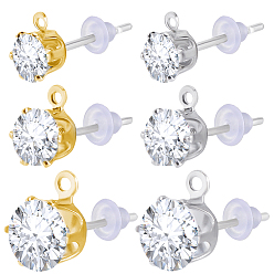 (52) Непрозрачная лаванда 60 шт. фурнитура для сережек-гвоздиков из прозрачного кубического циркония, с 925 штифтами из стерлингового серебра и 60пластиковыми ушными гайками, разноцветные, 5.5~7.5x4.5~6 мм, штифты : 0.7 мм, отверстие : 0.8~1.2 мм