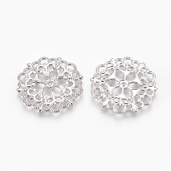 Платина Тибетский стиль филигранные столяры ссылки, без кадмия и без свинца, цветок, платина, 29x1 мм, отверстие : 1.2 мм