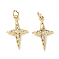 Clear Easter Religion Brass Micro Pave Clear Cubic Zirconia Pendants, Cross Charms, Real 18K Gold Plated,  22x14x2.5mm, Hole: 3.5mm