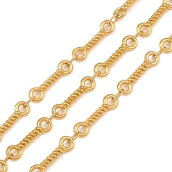 Real 18K Gold Plated 5M 304 Stainless Steel Twisted Link Chains, Soldered, with Spool, Ion Plating(IP), Real 18K Gold Plated, 13.5x4x2mm, about 16.40 Feet(5m)/Roll