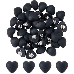 Black 40Pcs 1-Hole Resin Shank Buttons, Heart, Black, 12x12.5x10mm, Hole: 1.5mm