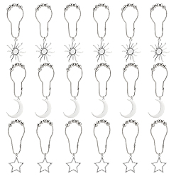 Античный Серебристый & Платиновый 18 шт 3 стиль вселенная тема железные кольца для душевой занавески для ванной комнаты, с тибетском стиле сплава подвески, солнце и луна и звезда, старинное серебро и платина, 110~120 мм, 6 шт / стиль