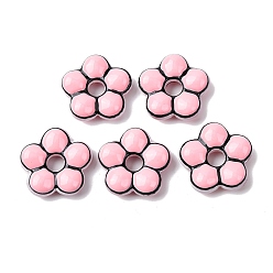 Pink Стеклянные эмалевые бусины ручной работы, цветок, окрашенная и подогревом, розовые, 24x24.5x7~8 мм, отверстие : 5.8 мм