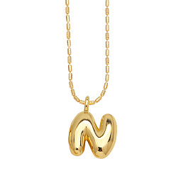 Letter N Messing hängende Halsketten, golden, Buchstabe n, 16.54 Zoll (420 mm), Anhänger: 19~20x6~19 mm