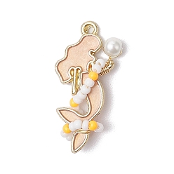 Льняное Полотно Подвески из сплава эмали в виде русалки, со стеклянным бисером и круглыми бусинами из окрашенного стекла, белье, 28.5x14.5x6 мм, отверстие : 1.6 мм