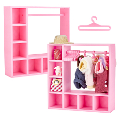 Pink 2шт. пластиковая модель шкафа, аксессуары для кукольного домика с микро-ландшафтом, притворяясь опорными украшениями, розовые, 157x156x38 мм, внутренний диаметр: 34x34 мм
