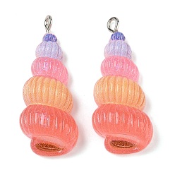 Другие Непрозрачные подвески смолы, с платиново-железными петлями, форма раковины, 40x15.5x9.5 мм, отверстие : 2 мм