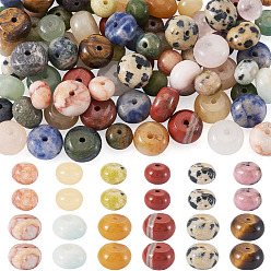 Mixed Stone 1 Strand 2 Sizes Natural Mixed Gemstone Beads Strands, Rondelle, Mixed Dyed and Undyed, 6~8x4~5mm, Hole: 1~1.2mm, about 75~91pcs/strand, 15.04~23.23 inch(38.2~59cm), 0.5 strand/size