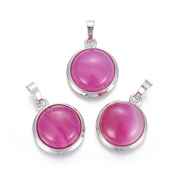 Натуральный Агат Природные подвески агат, с латунной фурнитурой , полукруглый, платина, 23~24x19~20x8~10 мм, отверстие : 8x5 мм