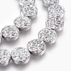 (956) Цвет внутренней части Jonquil / Коралловая подкладка Гальваническая немагнитная синтетическая гематитовая нить, плоско-круглые, гальваническое покрытие, 12x3.5 мм, отверстие : 1 мм, около 33 шт / нитка, 15.55 дюйм (39.5 см)