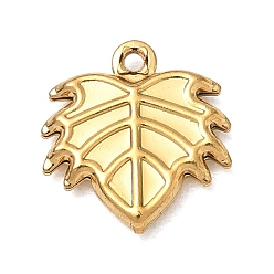 Golden 304 Stainless Steel Charms, Maple Leaf Charms, Golden, 13x12x2.5mm, Hole: 1mm