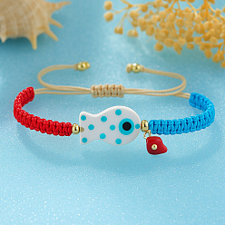 Разноцветный Браслеты из фарфоровых бусин в богемном стиле с подвесками, регулируемые плетеные браслеты из нейлонового шнура для женщин, рыба и носки, красочный, 11.02 дюйм (28 см)
