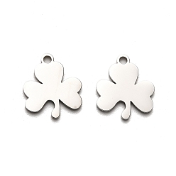 Нержавеющая Сталь Цвет Не тускнеющие 316 подвески из хирургической нержавеющей стали, лазерная резка, клевер очарование, цвет нержавеющей стали, 14.5x13x1 мм, отверстие : 1.6 мм