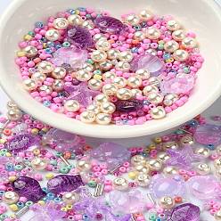 Ярко-Розовый Тема океана: раскрашенные стеклянные бусины своими руками, разнообразные, ярко-розовый, 3~14 х ~ 15x3~6.5 mm, отверстие : 0.8~1 мм